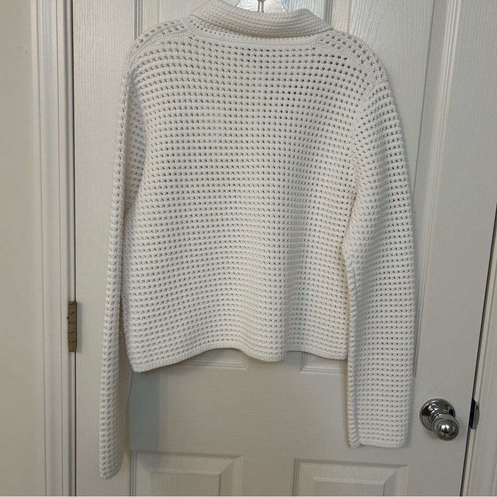 Vince Block Stitch Cardigan in Optic White Size L - Picture 10 of 10